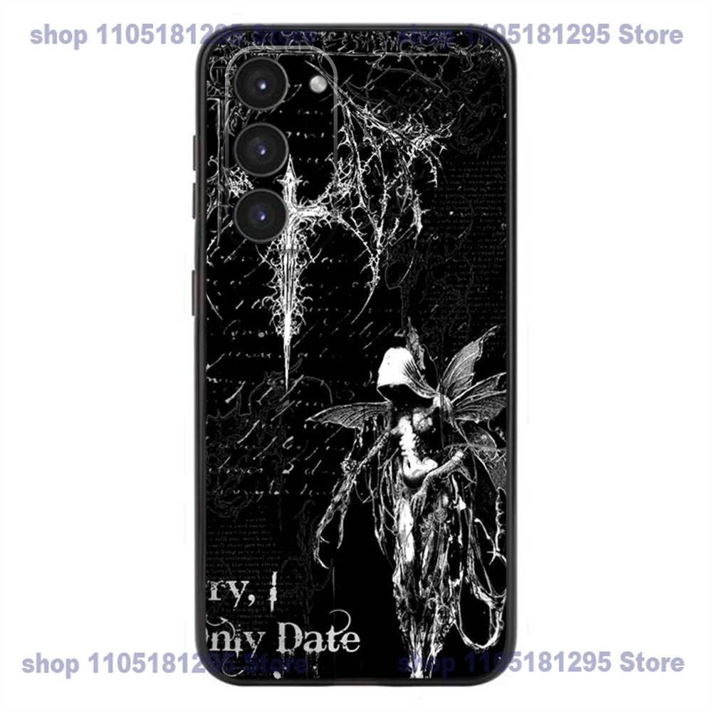 Gothic Cyber Sigil Cross Eyes Skull Phone Case For Samsung Galaxy A32,21s,22,31,52,53,72,73,Note20,8,9,10 Silicone Black Cover