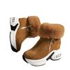 Large size snow boots for women's new winter fur short tube with fleece to keep warm and increase the height of cotton boots