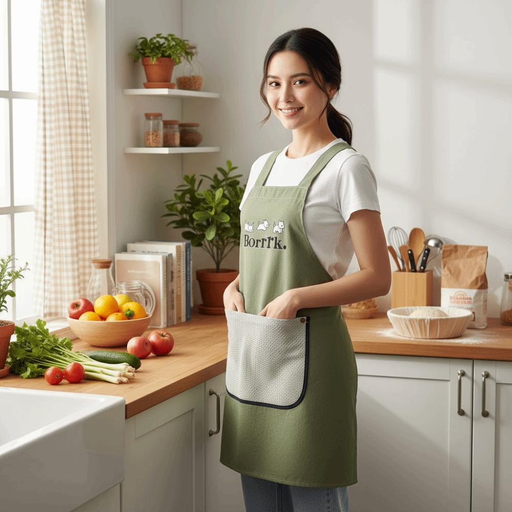 Anti-fouling Waterproof Apron Detachable Towel Kitchen Apron Restaurant Uniform