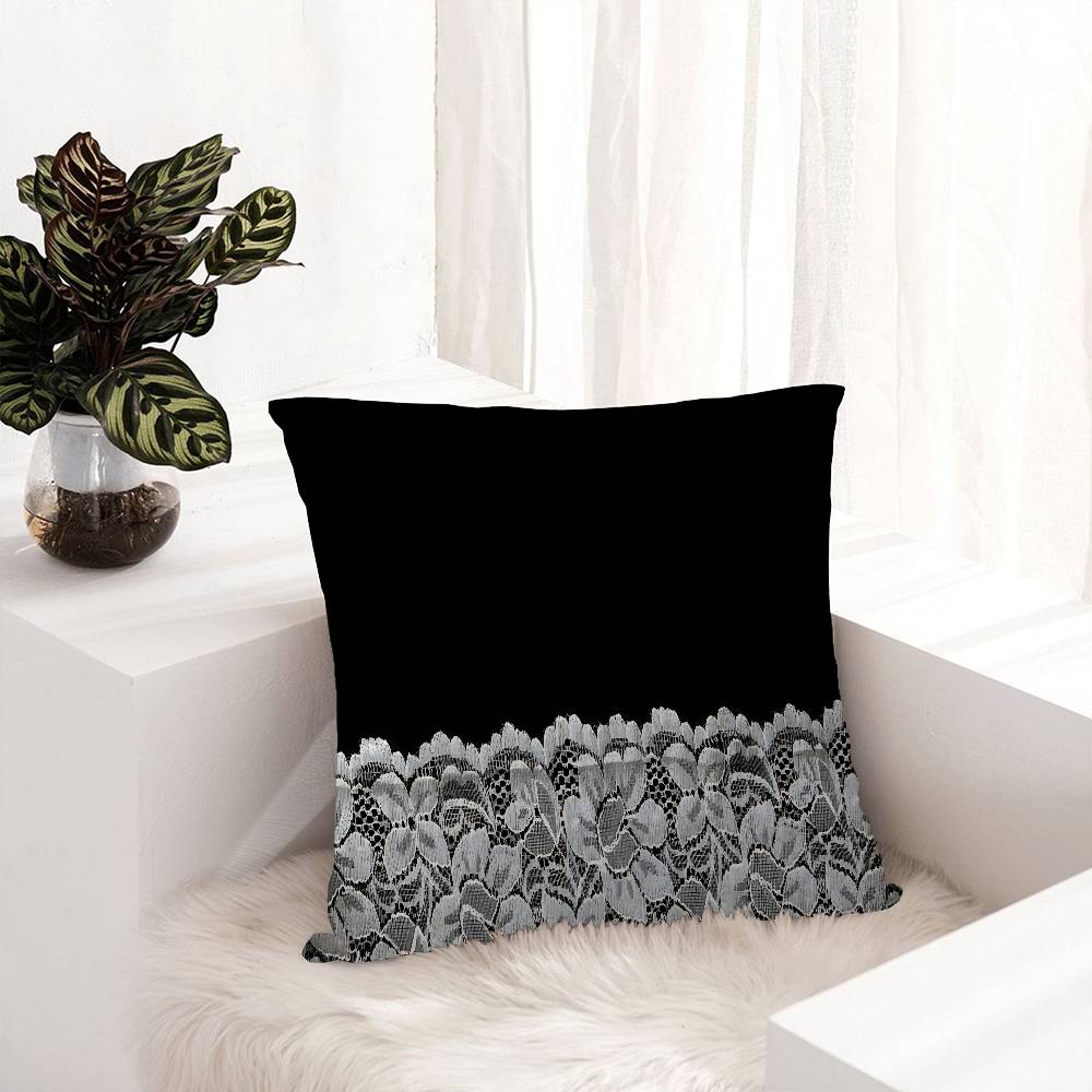 Black Pink Lace Pattern Personalized Pillow Cover Kids Bedroom Wild Party Decor Pillowcase Kid Birthday Shower Gift