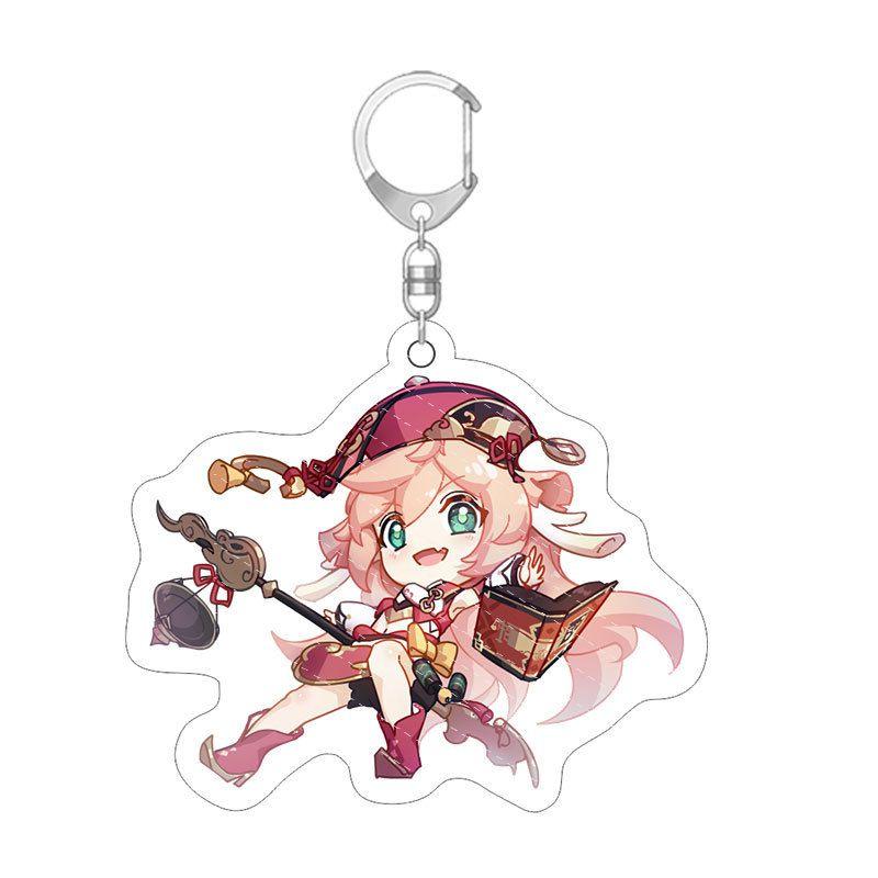 Cute Genshin Impact Key Chain Anime Cartoon Kawaii Keyring Pendant Acrylic Gift