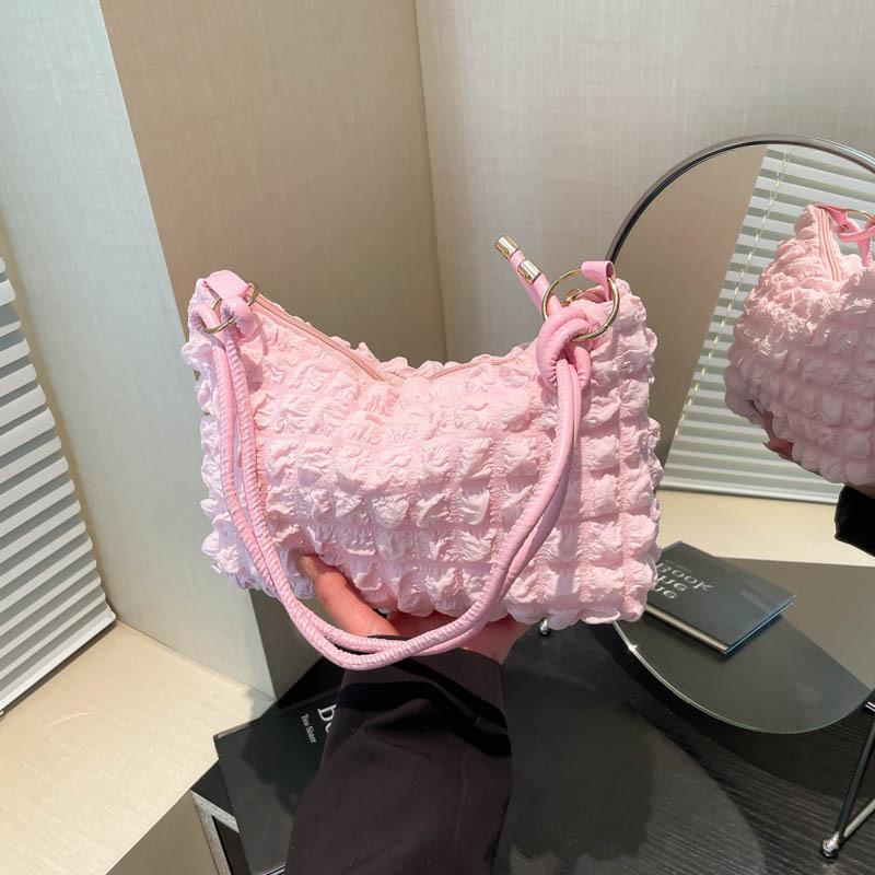 2025 New Baiqiao Cream Same Shoulder Bag Underarm Bag Women's Niche Cloud Bubble Light Luxury Texture Versatile