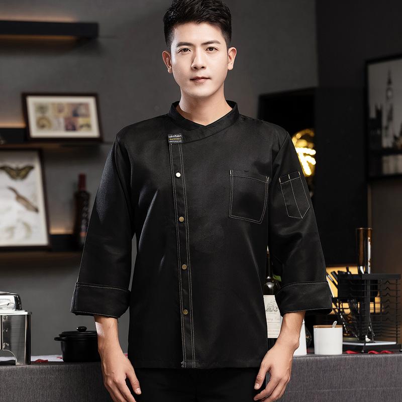 Mens Chef Uniform Long Sleeve Hotel Restaurant Canteen Kitchen Baking Staff Workwear Autumn Winter Outfit