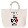 Beach Bag - PLANETEE - Japanese Aikido I Can't - Rope Handle - Large Size - Multicolored Cotton