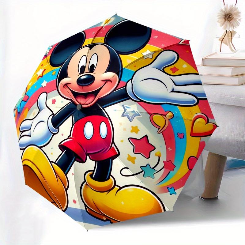 Mickey Mouse,Rainbow Automatic Umbrella Tri fold Portable Umbrella, Best Holiday Gift for Men and Women, Durable Iron Frame, Playful Desig