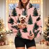 Damen Christmas Print Kapuzenpullover mit Haustier-Tasche Langarm Lässiger Pullover für die Feiertage