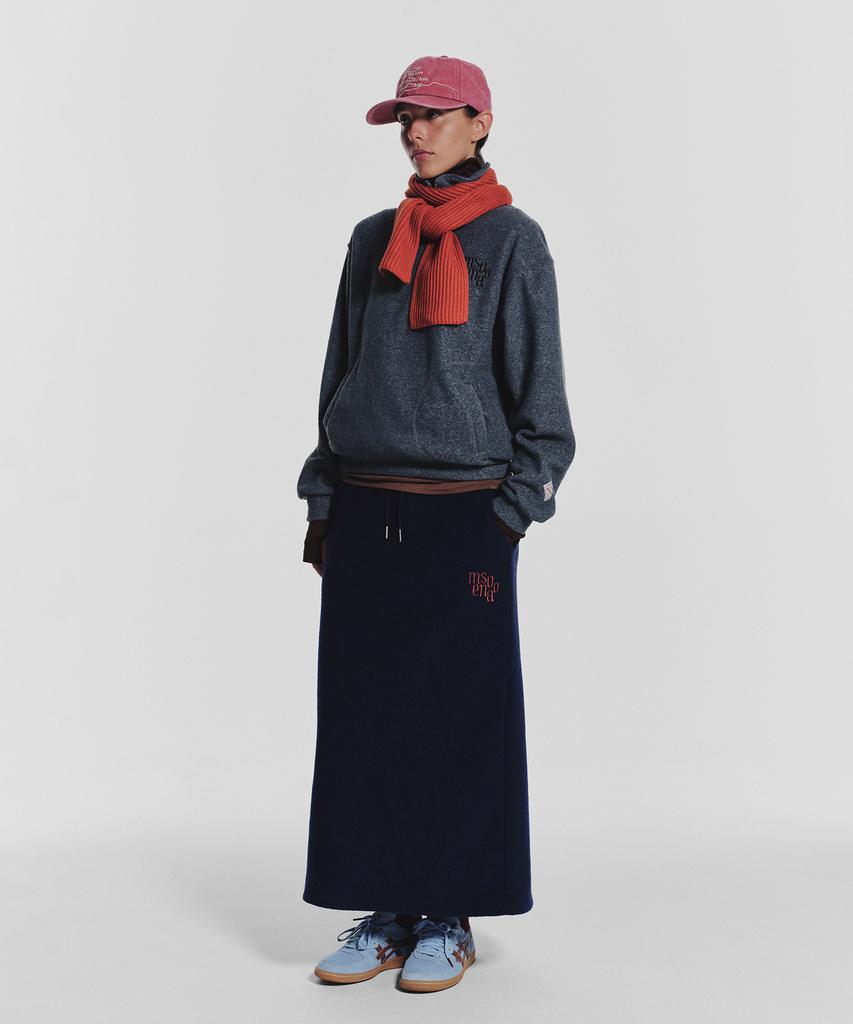 Minasu Terry Fleece Long Skirt_Navy