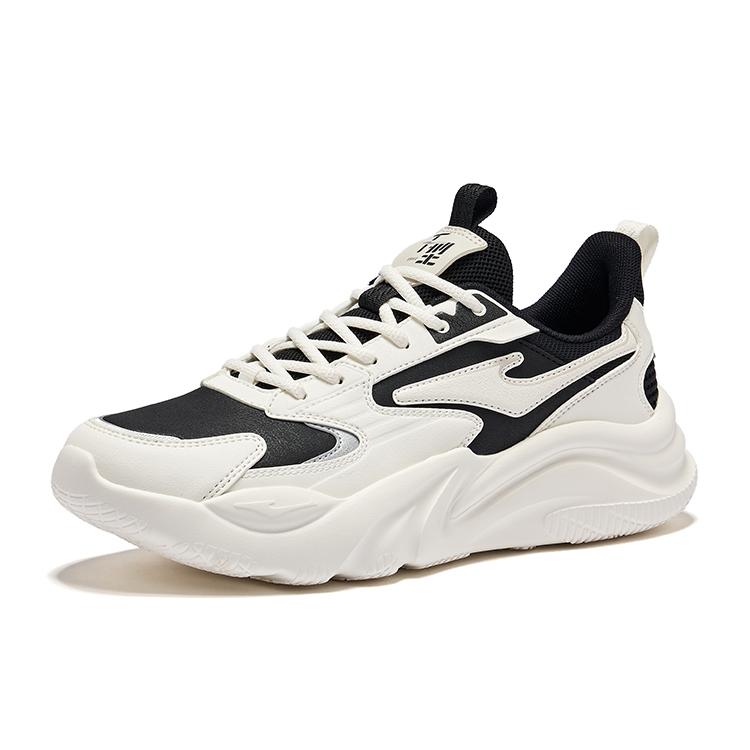 Erke Jiao Ao 2.0 Ao Feng Leather Trendy Versatile Non-Slip Wear-Resistant Low-Top Casual Shoes Men sneakers Black White V1125102447-001