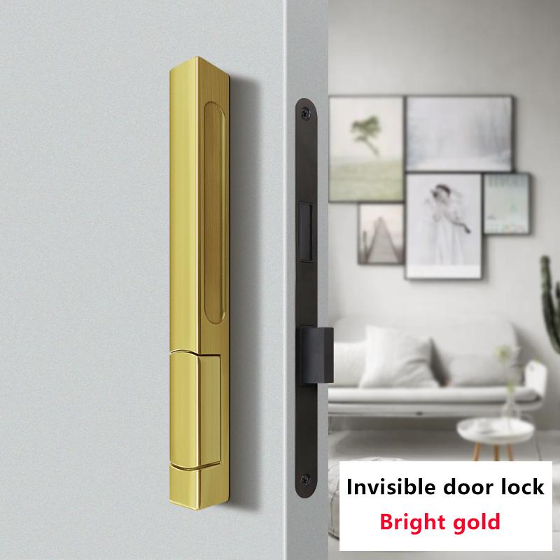 Single-Side Invisible Sizzle Lock Single-Side Lock For Interior Bedroom Background Door Secret Lock Hidden Black Door Handle