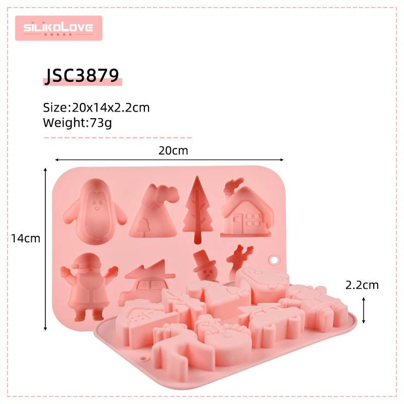 8 Companies of Christmas Themed Cake Molds, Such As Penguin House, Elk Car, Cartoon Festival Atmosphere Chocolate Silicone Mold