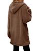 Winter loose plush women's long sleeved hooded zipper cardigan jacket