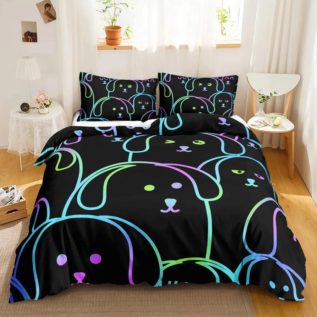 Cute Cartoon Panda Stars Comfortable Duvet Quilt Cover Pillowcase Bedding Set Children Bedroom Decoration Home Textile