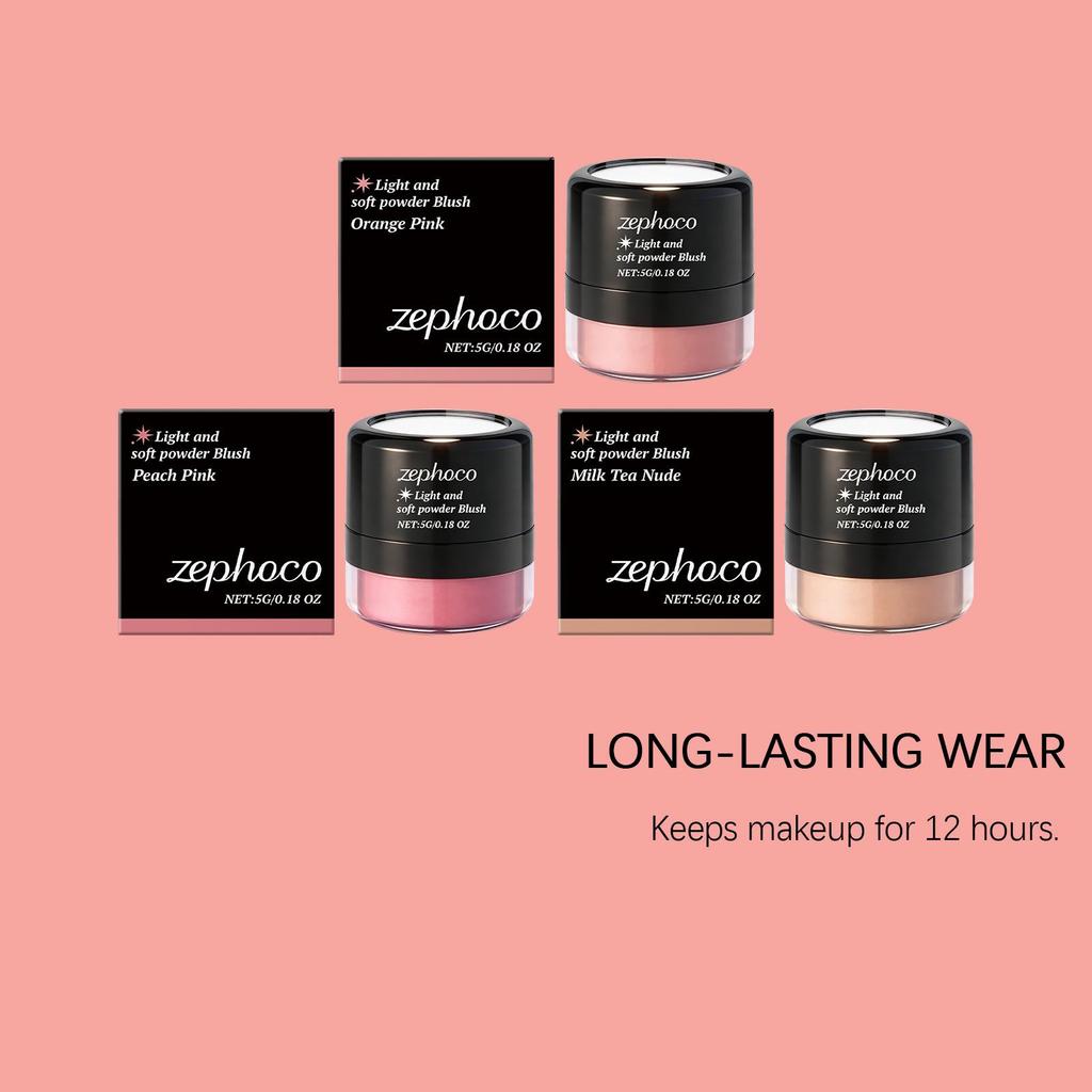 Zephoco Rosy Glow Matte Blush - Light, Soft & Pigmented for Natural Contouring.