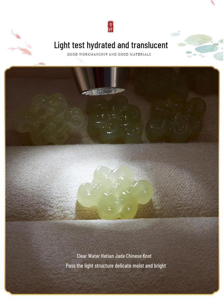 Hetian Jade Bracelet with Chinese Knot and Cloud Crystal Accessories