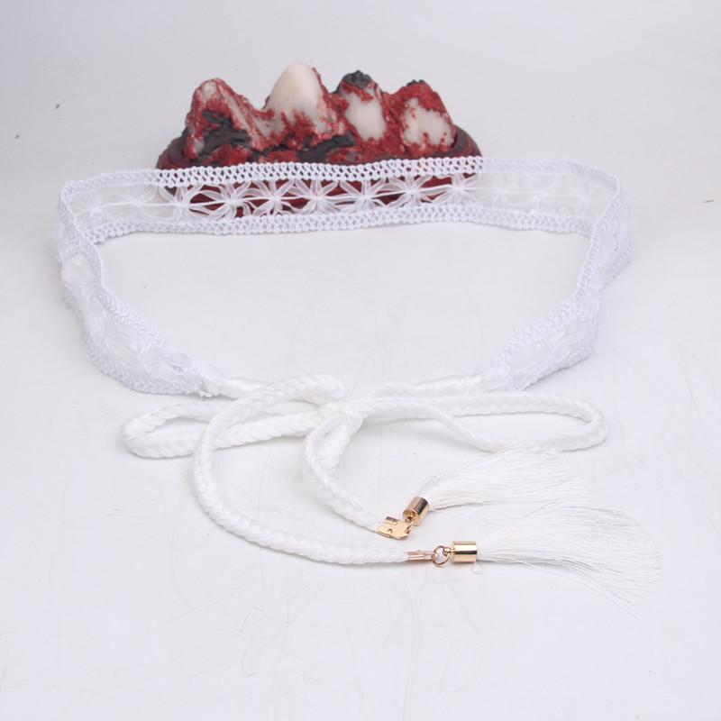 Sweet Lace Belt Women'S Fine Skirt Decoration Hollow Waist Rope Tassel Knotted Lace-Up Dress Waist Chain