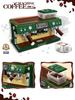 928pcs Block Toy Kids Simulation Two-position Mini Retro Coffee Machine Creative Model Decoration Boy Girl Birthday Gift