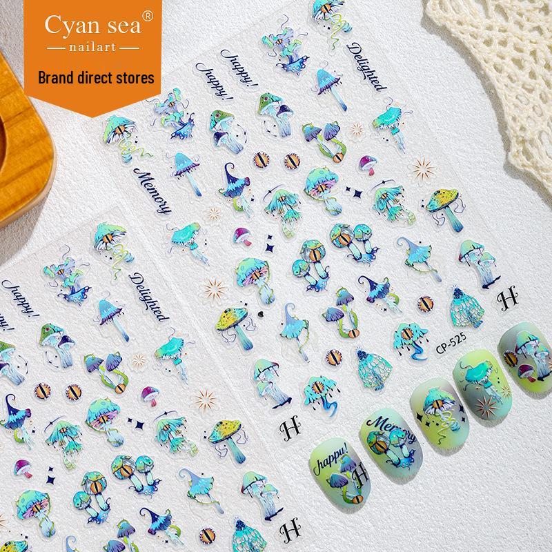 Adesivi per Unghie a Forma di Fungo Carino Cartoon 3D Cyansea – Colorati e Decorativi
