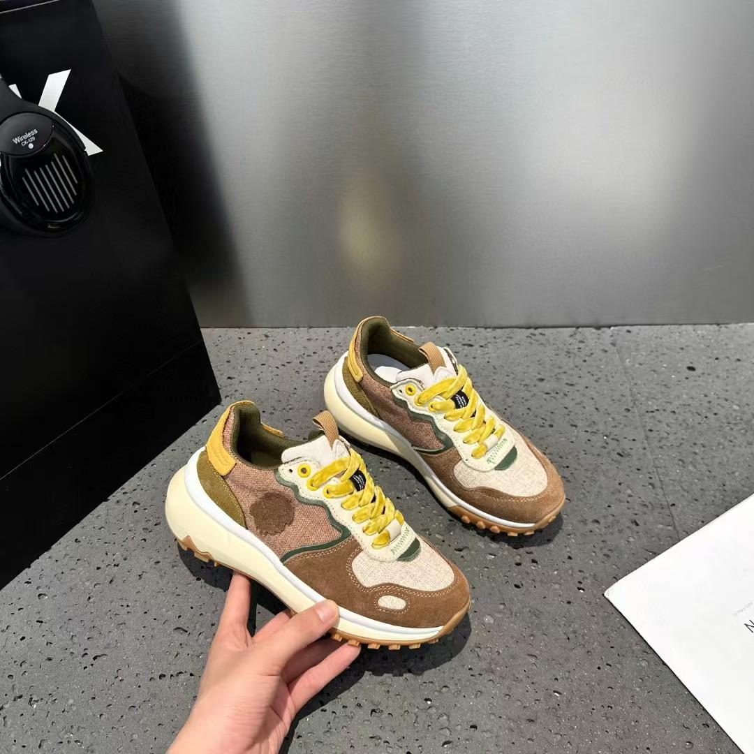 

New retro leather thick-soled heightening dad shoes women s versatile casual sports shoes breathable mesh 40 темно-коричневого