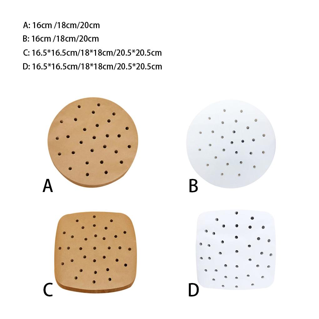 Packung mit 100 Heißluftfritteusenpapier 230°C Hitzebeständig Lebensmittel Backen Ölabsorbierende Matte Ölpapier Pad Zubehör für Heimküche