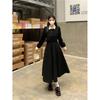 Contrast Color Lapel Temperament Waist Line Fake Two-piece Skirt High-end Niche Corduroy Dress Women