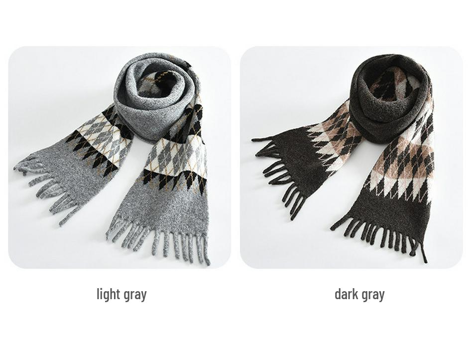 Kids' Diamond Knit Scarf - Parent-Child Style, Warm & Windproof for Autumn/Winter Korean Style.