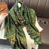 1 Pcs 90X180 Retro Chinese-style Green Animal, Crane and Flower Long Scarf, Paired with an Air-conditioned Shawl for Women