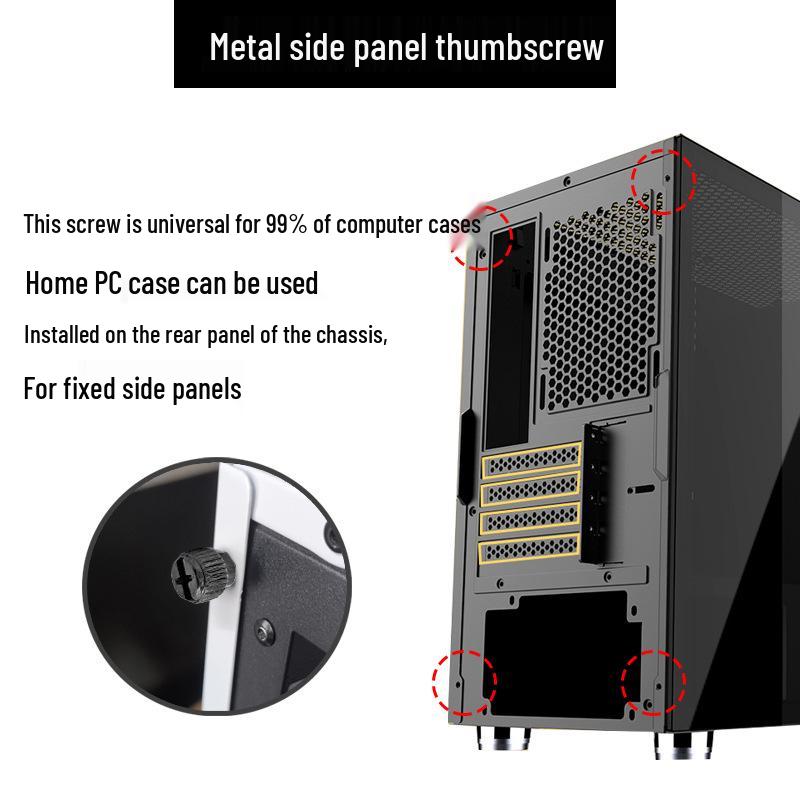 Hand-Tightened Screws with Washers for Transparent Acrylic Computer Case Side Panel