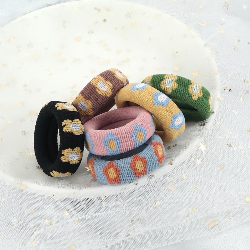5PCS/Set Cute Colorful Thick Hair Bands Daisy Elastic Girls Rubber Band Headwear Hair Accessories Scrunchies Women Holder Gifts