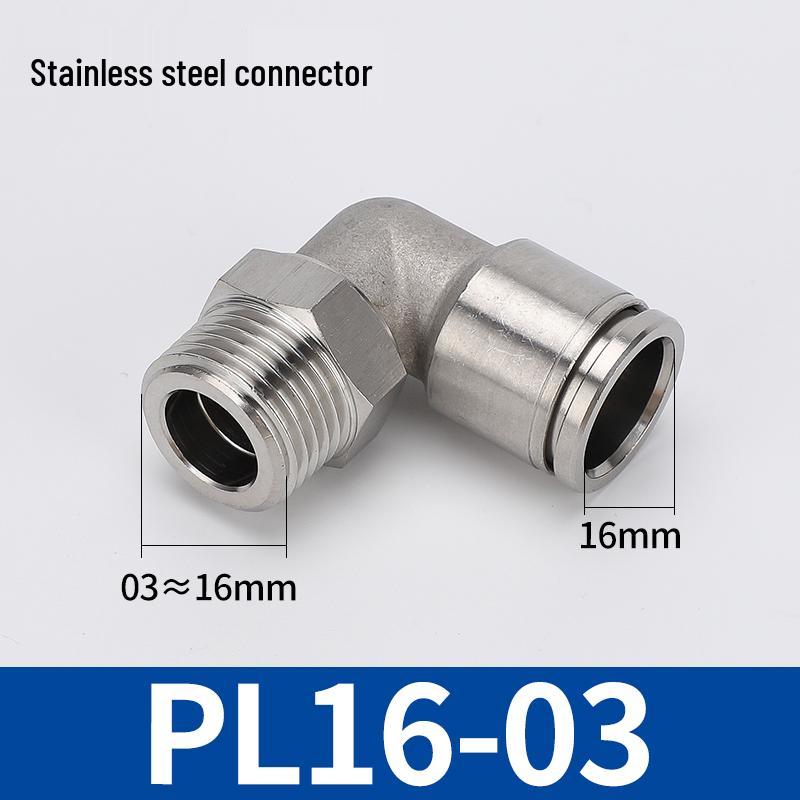 304 Stainless Steel Threaded Pneumatic Air Hose Quick Connect Fitting, PC/PL Options: 8-02, 4-M5, 6-01, 10-03.