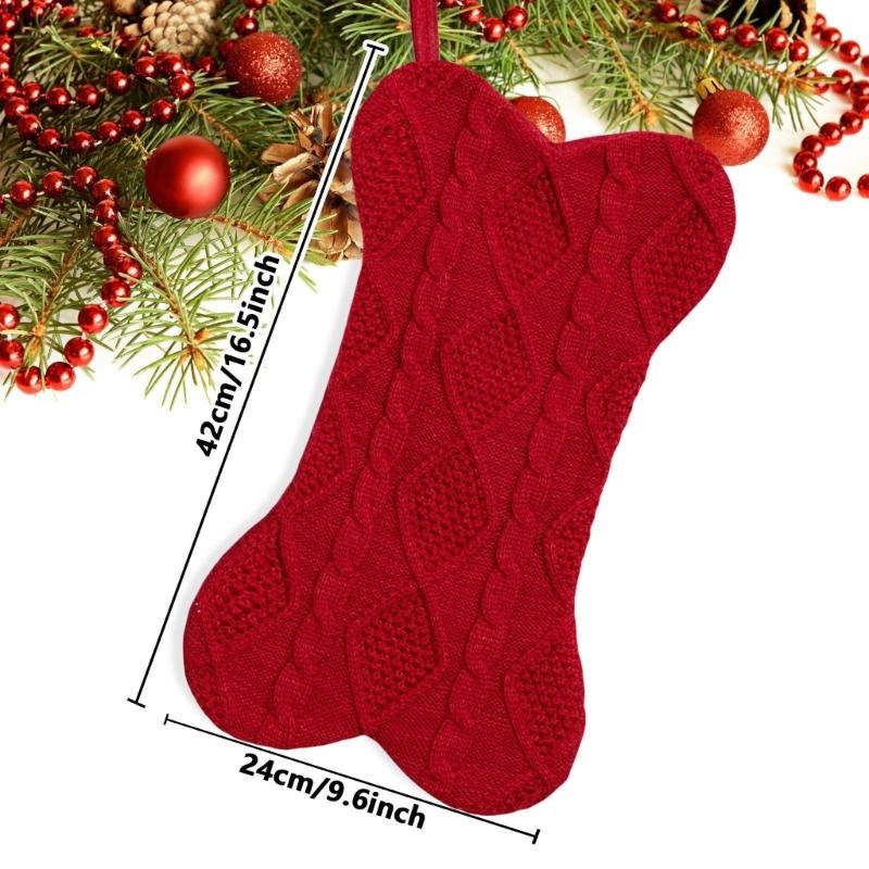 Christmas Tree Pendant Large Bone Shaped Knitted Sock for Festives Home Decoration Personalized Hanging Ornament