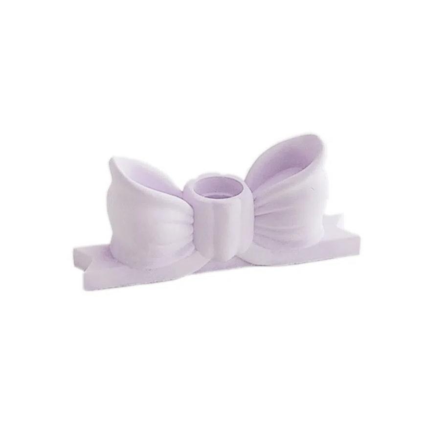 Ins Style Long Candle Candlestick Bow Shaped Mini Candle Stands Creative Bow Candle Holder