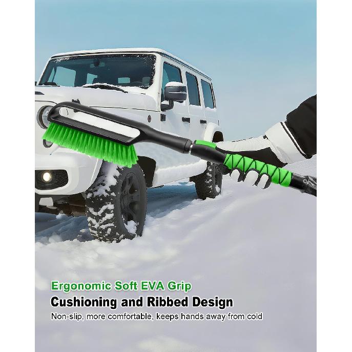 SEAAES 35.5 Inch Snow Brush For Car, Extendable Windshield Ice Scraper With Foam Grip, Snow Scraper Brush For SUV Truck Auto Jeep RV Vehicle Window