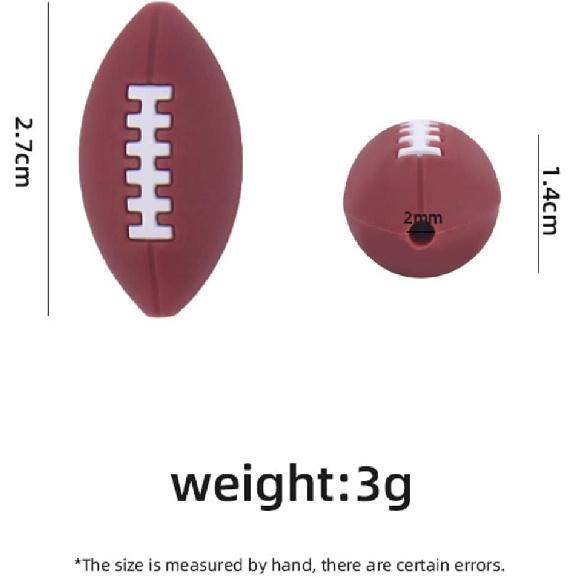 

Decoendiy 15 Pcs Silicone Football Balls - Colorful Sport Beads - Oval Large Hole Shaped - Loose Cartoon Silicone Spacers - For Jewelry Making DIY коричневый
