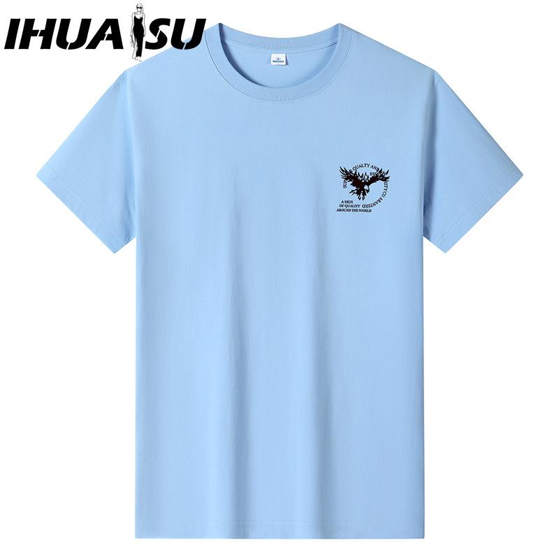 IHUASU Camiseta de manga curta de algodão masculina, camisa solta de meia manga estampada, camisa compassiva