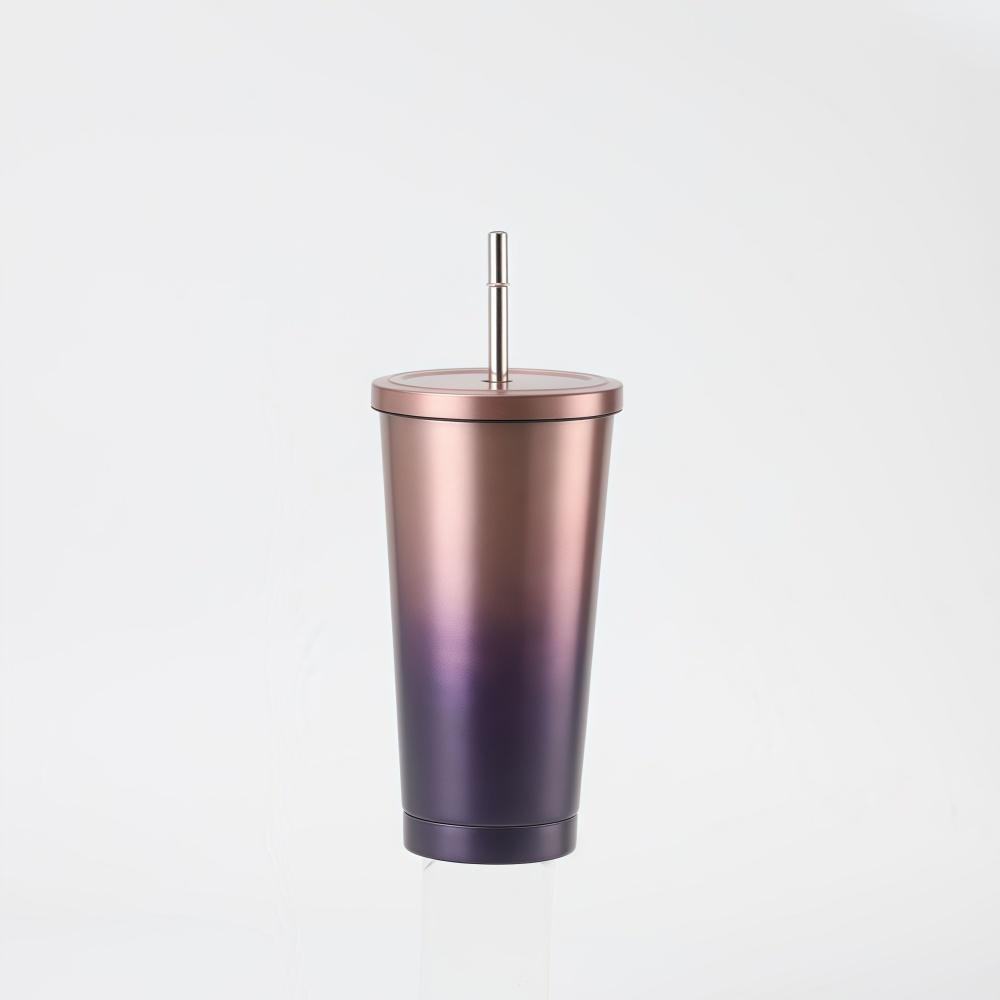 500ml Thermal Mug 304 Stainless Steel Double-Layer Vacuum Insulated Thermos Water Bottle Portable Coffee Cup with Straw