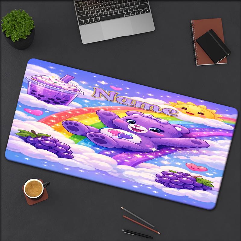 Custom Name Bear Theme Mouse Pad Non Slip Rubber Base Multifunctional Office Home Decor Perfect For Workspace Personalization