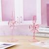 Pink Glass Candle Holder for Taper Candle 18/21cm For Home and Wedding Decoration Elegant