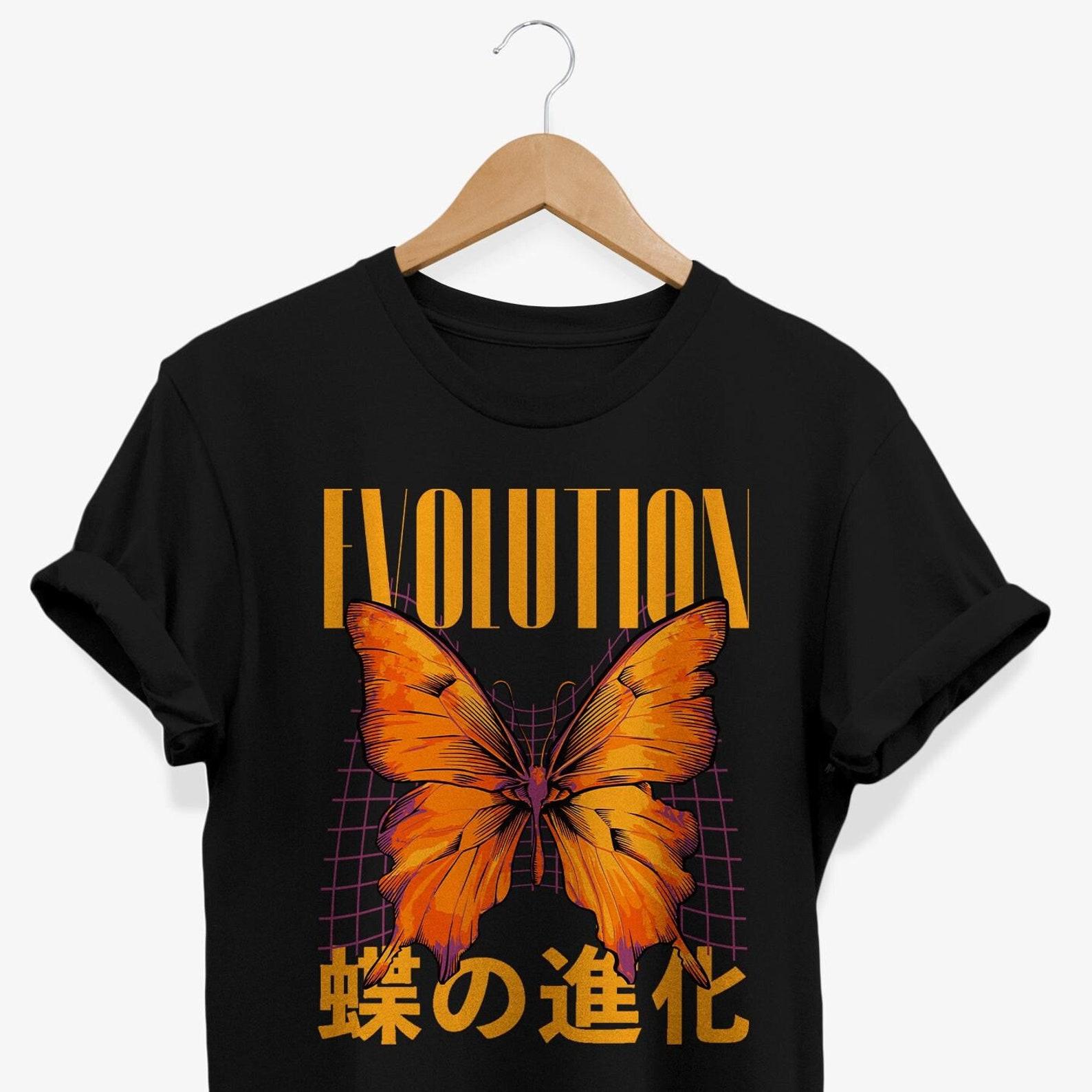 Butterfly Evolution T-Shirt: Japanese Streetwear Graphic Tee XL