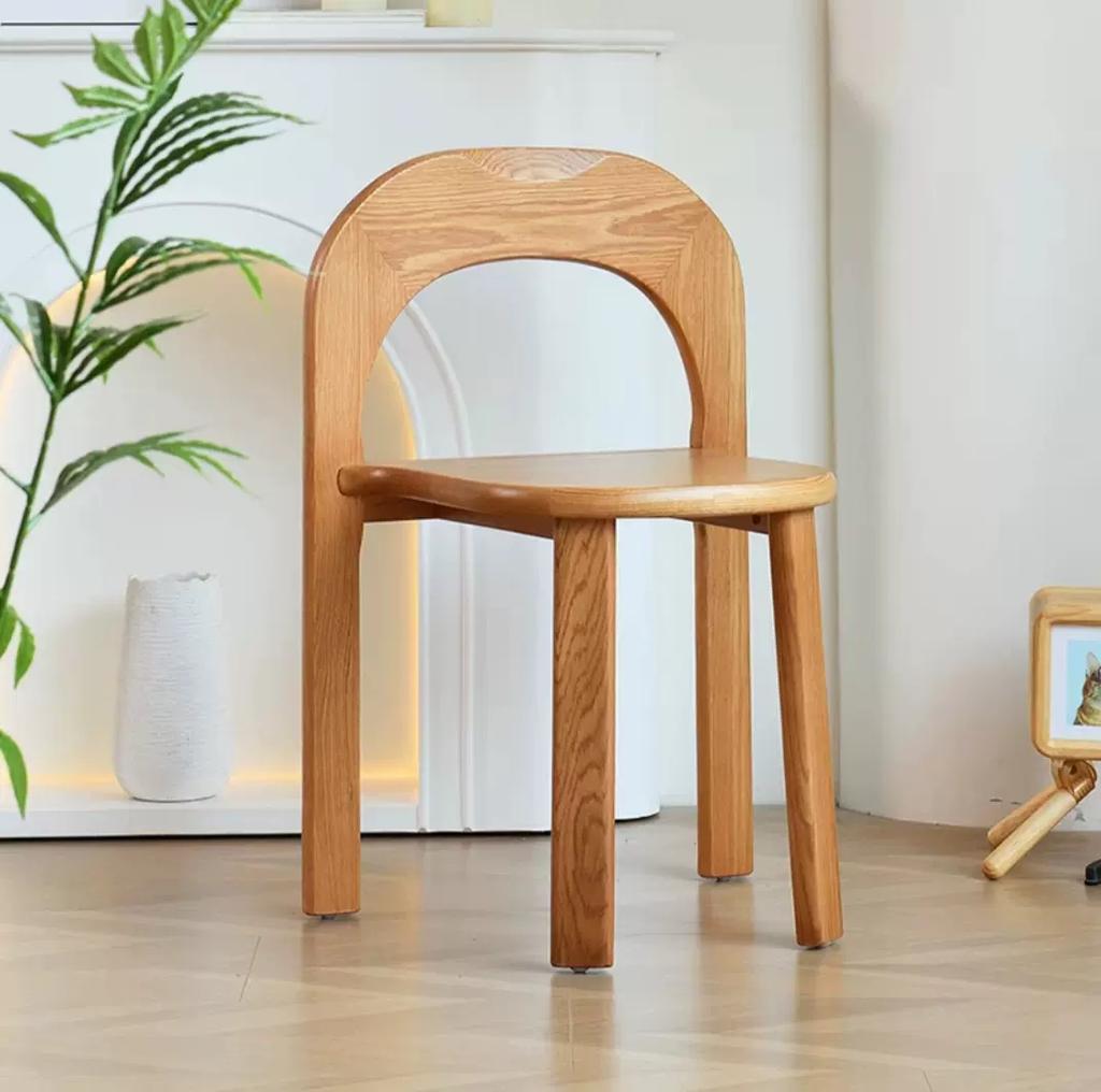 Sedia da Pranzo Massiccia Vintage, Seduta Impilabile Minimalista Giapponese, Sedia Laterale da Cucina Estetica Wabi-sabi per Soggiorno