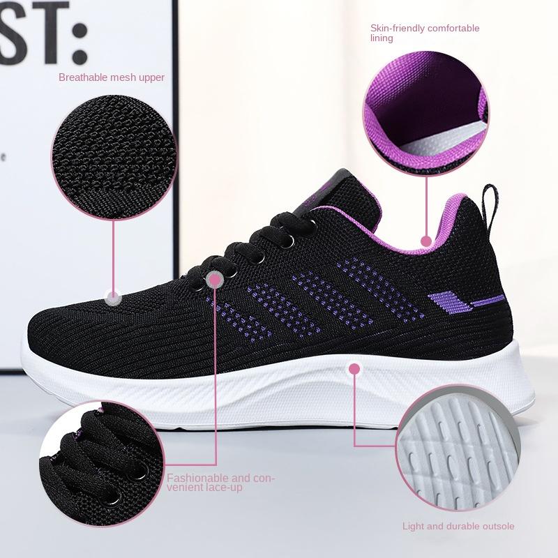 Shoes Women's Casual Soft-soled Sneakers Breathable Single Shoes Flying Mesh Top Shoes Mother Shoes Running Shoes Women