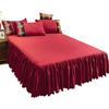 Solid Color Bed Skirt Bedspread Single Piece Dust Cover Bed Apron Cover Non-Slip Bedspread Plain Bedspread