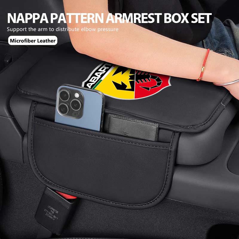 For Abarth Car Armrest Mat Center Console Leather Protection Cushion FR FIAT 500 Doblo Tipo Panda Ducato Punto Stilo