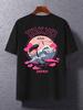 Crane and Wave Design  Soft Blended CottonComfortable  Perfect for Casual Wear and TravelTokyo Japanese Pattern TShirt
