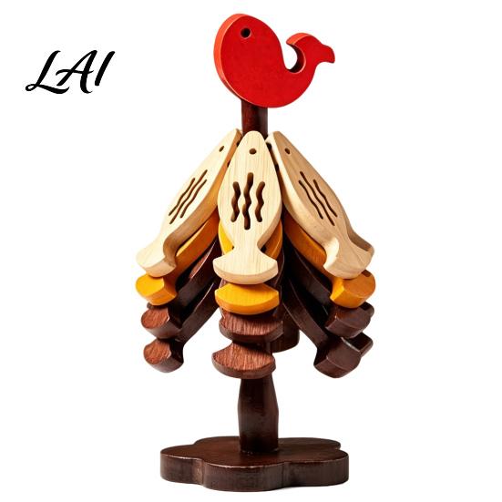 Kitchen Accessories Gift Bamboo Trivets with Storage Rack Heat Resistant Hot Table Protector Pads Decorative Wooden Coaster for Dining Countertop