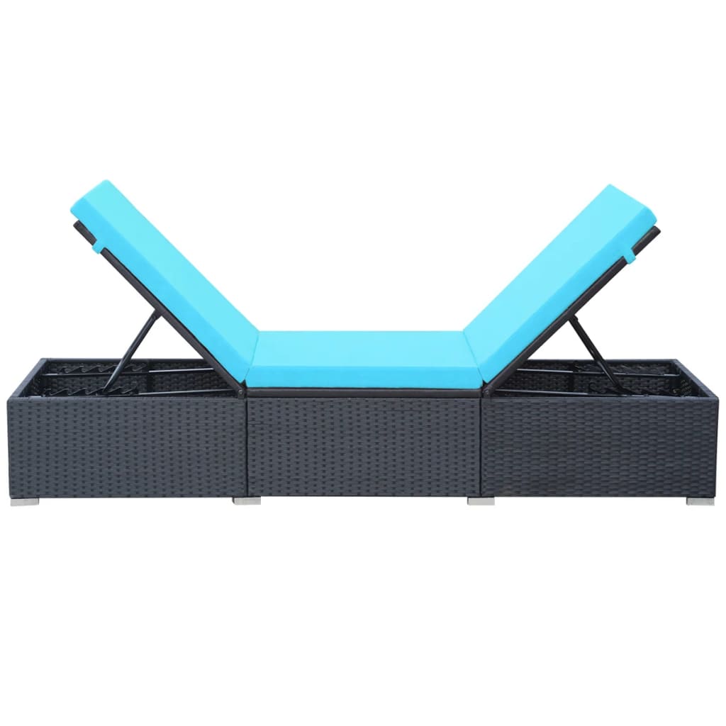 vidaXL Sonnenliege mit Auflage Poly Rattan Schwarz