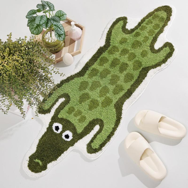 Leopard Panther Shaped Fluffy Soft Bath Mat Non Slip Water Absorbent Animal Doormat Bedroom Bathroom Floor Decor Rug