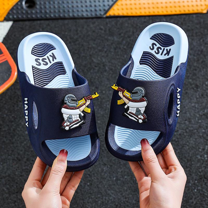 Peace Elite Cartoon Chicken Slippers for Boys - Non-slip, Soft Sole, Ideal for Summer, Bathing, and Outdoor Wear
