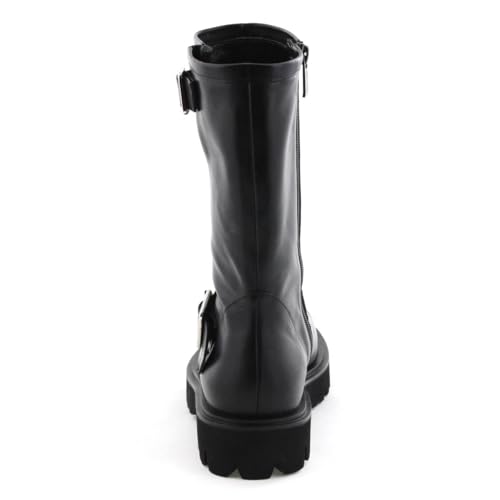 HIMIKO Engineer Boots, 651405, Black, Size 225, Genuine Leather with Soft Cushion Track Sole and Thick Sole