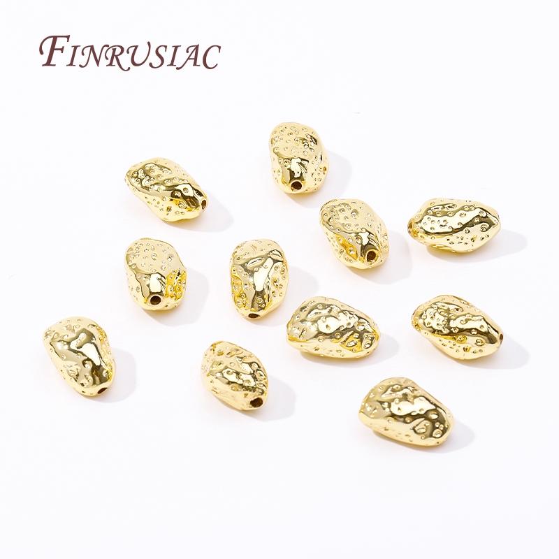 18K Gold Plated Irregular Stone Shape Spacer Beads Bracelet Beads High Quality Jewelry Making DIY Necklace Earrings Accessories