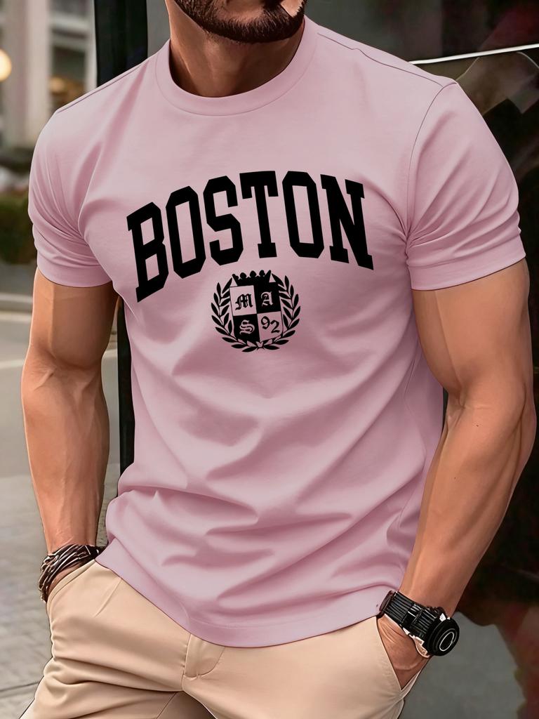 The Sacred Badge Of Boston Print Tee Shirts ONeck Loose Short Sleeve Trendy Cotton Sportswear Unisex Comfortable Summer TShirt